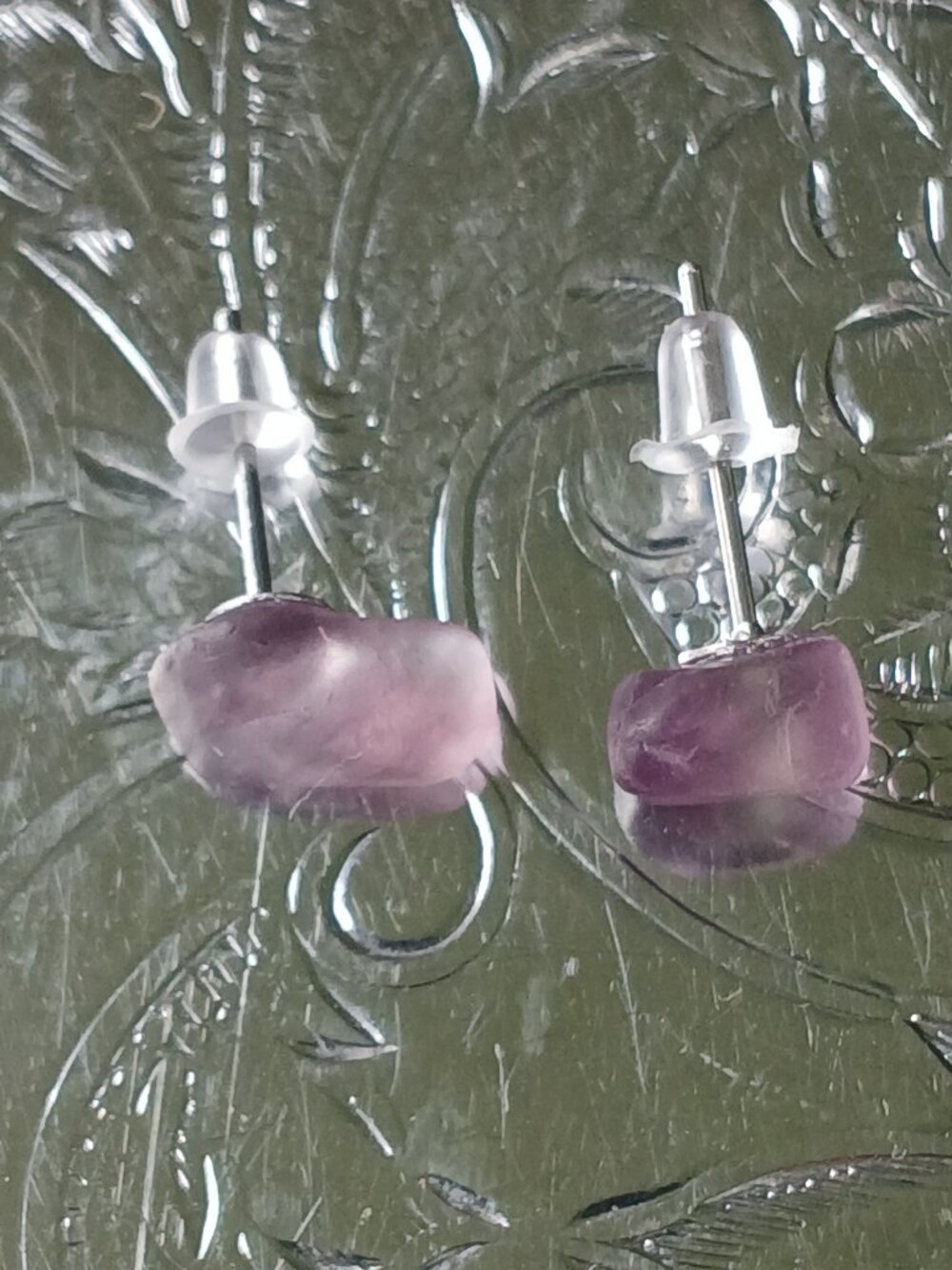 Fluorite Crystal Chip Hypoallergenic Stud Earrings